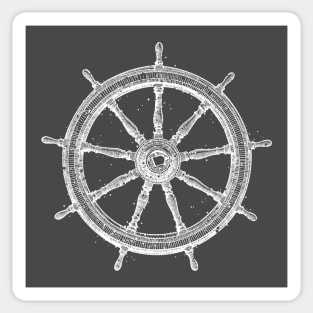 Old boat steering wheel Sticker